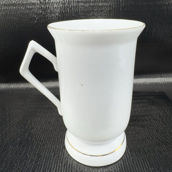 Vintage German Fine Porcelain Pedestal Single Cup Mug Poppy Red Flower Pattern - Picture 4 of 7